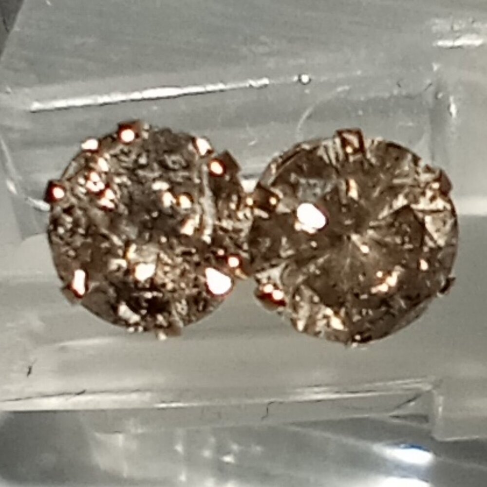 14Kt Yellow Gold 1-Carat Champagne Diamond Stud Post Earrings